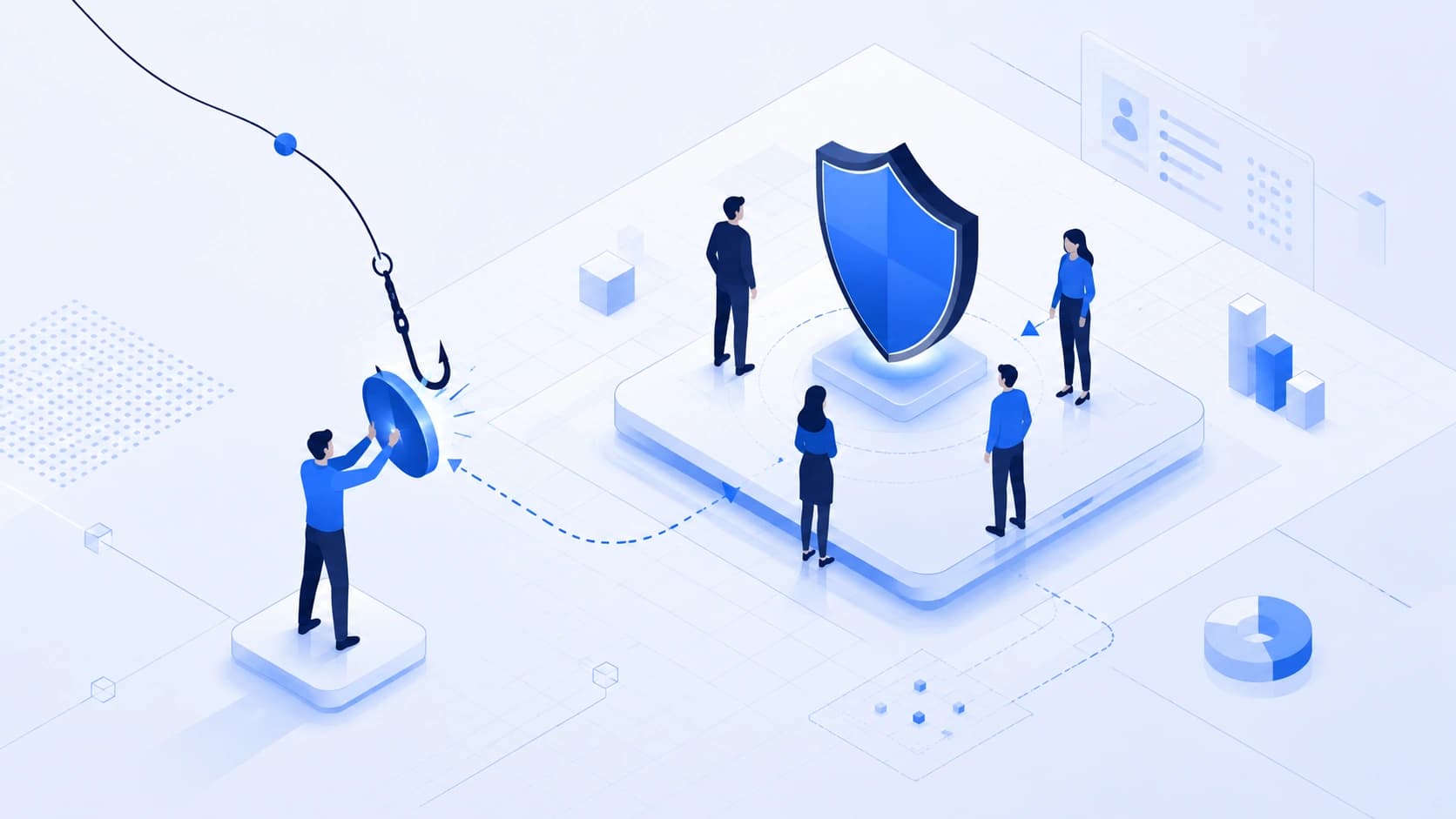 Visual representing employee security awareness training and phishing simulation